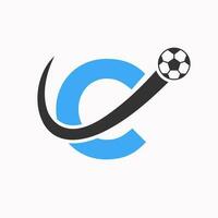 inicial carta c futebol logotipo. futebol logotipo conceito com comovente futebol ícone vetor