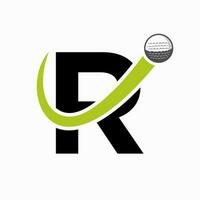 inicial carta r golfe logotipo Projeto. inicial hóquei esporte Academia sinal, clube símbolo vetor