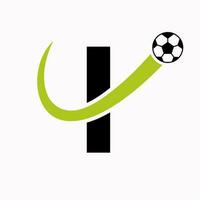 inicial carta Eu futebol logotipo. futebol logotipo conceito com comovente futebol ícone vetor