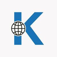 carta k global logotipo Projeto. mundo logótipo símbolo vetor modelo