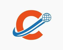 carta c global logotipo Projeto. mundo logótipo símbolo vetor modelo