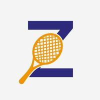 carta z padel tênis logotipo. padel raquete logotipo Projeto. de praia mesa tênis clube símbolo vetor