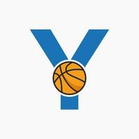 basquetebol logotipo em carta y conceito. cesta clube símbolo vetor modelo