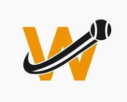 modelo de design de logotipo de clube de tênis letra w. academia esportiva de tênis, logotipo do clube vetor
