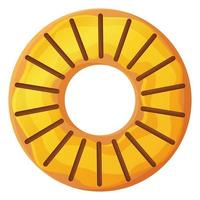 donut brilhante com esmalte amarelo e manga sem dieta dia símbolo alimentos pouco saudáveis doce fastfood açúcar lanche calorias extras conceito estoque ilustração vetorial isolado no fundo branco em estilo cartoon vetor