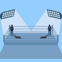 ilustração vetorial de negócios para competição de negócios dois executivos estão competindo no ringue de boxe vetor