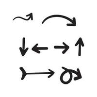 conjunto de ícones de vetor de seta desenhada de mão. desenho de seta para plano de negócios e educação.
