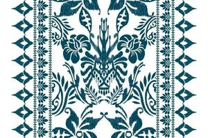 ikat floral paisley bordado.azul e branco plano de fundo.ikat bordado oriental padronizar tradicional.asteca estilo abstrato vetor ilustração.design para textura,tecido,vestuário,embrulho,decoração.