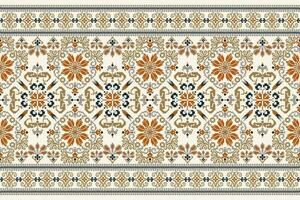 floral Cruz ponto bordado em branco background.geometric étnico oriental padronizar tradicional.asteca estilo abstrato vetor ilustração.design para textura,tecido,vestuário,embrulho,decoração,canga.