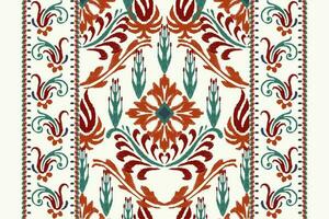 ikat floral paisley bordado em branco plano de fundo.ikat étnico oriental padronizar tradicional.asteca estilo abstrato vetor ilustração.design para textura,tecido,vestuário,embrulho,decoração,cachecol,tapete