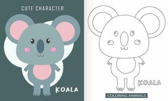 animal personagem coloração livro para fofa coala vetor