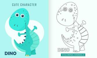 animal personagem coloração livro para fofa dinossauros vetor