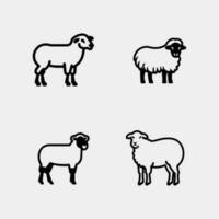 conjunto do fofa branco e Preto ovelha animais rabisco conjunto vetor