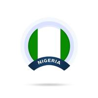 ícone do botão do círculo da bandeira nacional da Nigéria vetor
