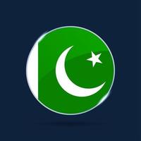 ícone do botão do círculo da bandeira nacional do Paquistão vetor
