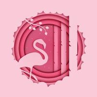 corte de papel estilo ilustração flamingo tropical vetor