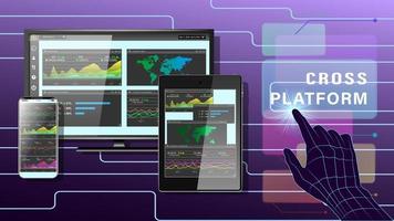 diagramas de plataforma cruzada na tela vetor