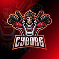 design do logotipo do mascote cyborg esport vetor