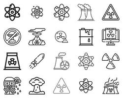 simples conjunto do nuclear relacionado vetor linha ícones. contém tal ícones Como nuclear bombear, átomo, nuclear energia, nuclear plantar, radiação e mais. editável AVC. 48x48 pixel perfeito.