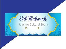 eid al adha eid Mubarak islâmico festival social meios de comunicação postar modelo com vaca bode lua vetor