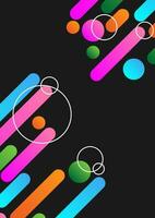 a gradiente cor do quatro círculos rosa, verde, laranja, e azul com branco linhas em Preto fundo. vetor e ilustração para bandeira e pano de fundo local na rede Internet.