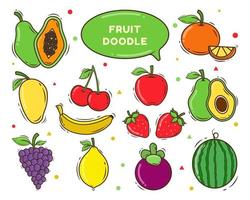 conjunto de frutas desenhadas à mão estilo doodle vetor