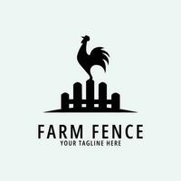 Fazenda cerca frango logotipo linha arte Projeto vetor