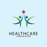 cuidados de saúde logotipo linha arte Projeto vetor