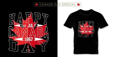 tipografia t camisa Projeto para feliz Canadá dia. vetor