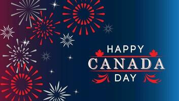 feliz Canadá dia, nacional dia do Canadá celebração bandeira, fundo com fogos de artifício. vetor