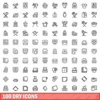 100 seco ícones definir, esboço estilo vetor