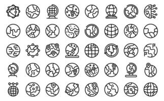 globo ícones conjunto esboço vetor. terra mapa vetor