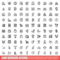 100 Senior ícones definir, esboço estilo vetor