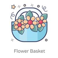 cesta de flores e buquê vetor