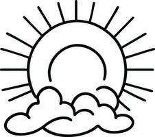 Sol ícone Preto esboço desenhando ou rabisco logotipo luz solar placa símbolo clima nuvens elemento desenho animado estilo vetor ilustração