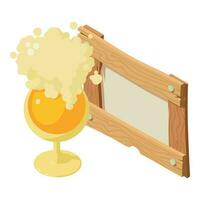 beber degustação ícone isométrico vetor. vidro do espumoso Cerveja e Barra tabuleta vetor