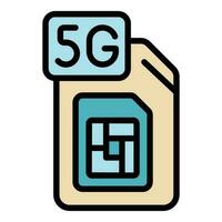 5g rede sim ícone vetor plano