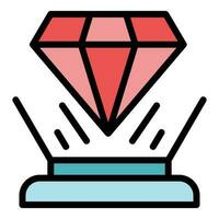 diamante holograma projeção ícone vetor plano