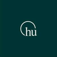 hu inicial monograma logotipo com círculo estilo Projeto vetor