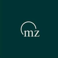 mz inicial monograma logotipo com círculo estilo Projeto vetor