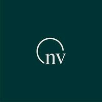 nv inicial monograma logotipo com círculo estilo Projeto vetor