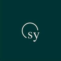 sy inicial monograma logotipo com círculo estilo Projeto vetor