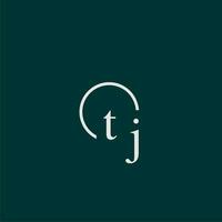 tj inicial monograma logotipo com círculo estilo Projeto vetor