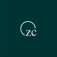 zc inicial monograma logotipo com círculo estilo Projeto vetor