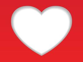 modelo de cartão de vetor de dia dos namorados com um espaço de texto em forma de coração recuado branco em um fundo vermelho
