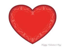 modelo de cartão de vetor de dia dos namorados com um espaço de texto em forma de coração vermelho embutido em um fundo branco