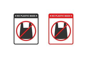 não plástico saco ícone placa Projeto vetor, ícone borda apelações não para usar plástico bolsas vetor