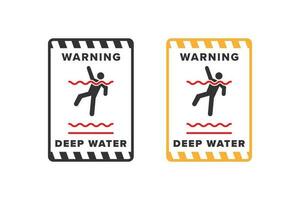 profundo água ícone placa vetor projeto, ícone borda Atenção não para nadar Porque a água é muito profundo