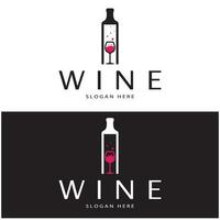 Modelo de design de logotipo de vinho. Ilustração em vetor de ícone-vetor