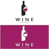 Modelo de design de logotipo de vinho. Ilustração em vetor de ícone-vetor